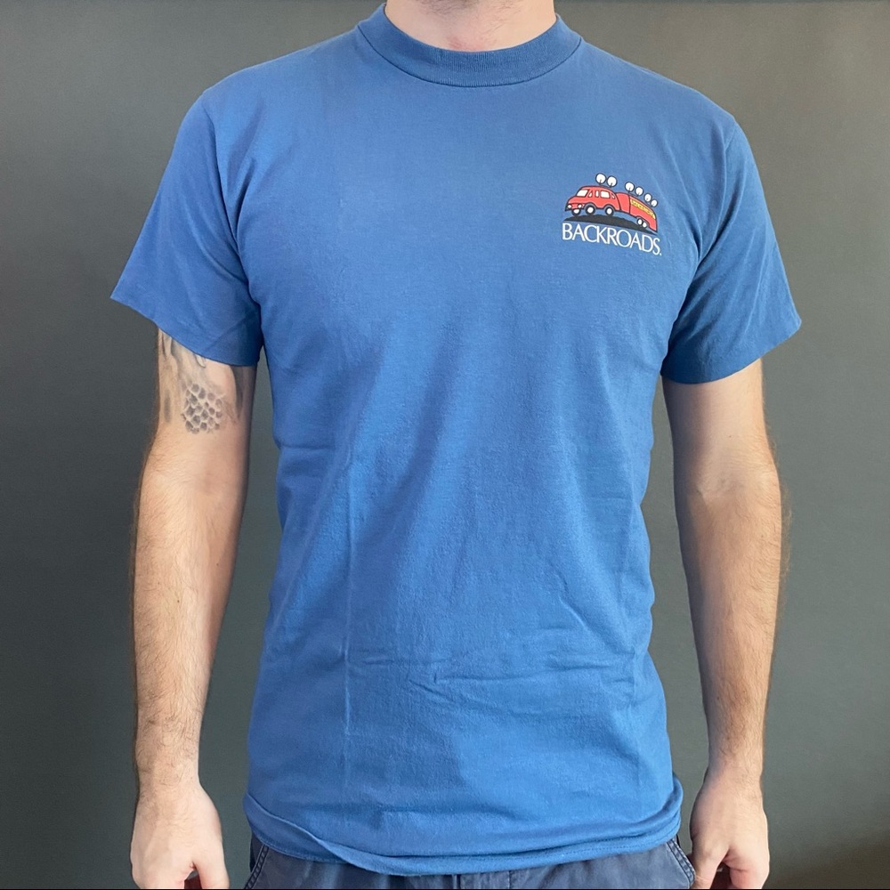 Blue backroads graphic t-shirt
